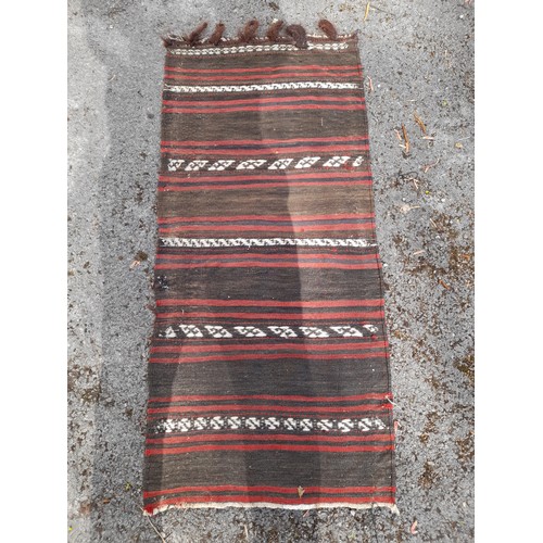 72 - Vintage Kilim  Black and Red Runner,115cm x 80