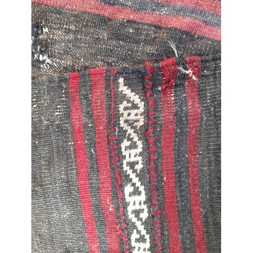 72 - Vintage Kilim  Black and Red Runner,115cm x 80