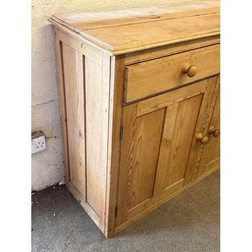 10 - Vintage Pine Cupboard With Two Drawers. 128 x 44 x 95 cms