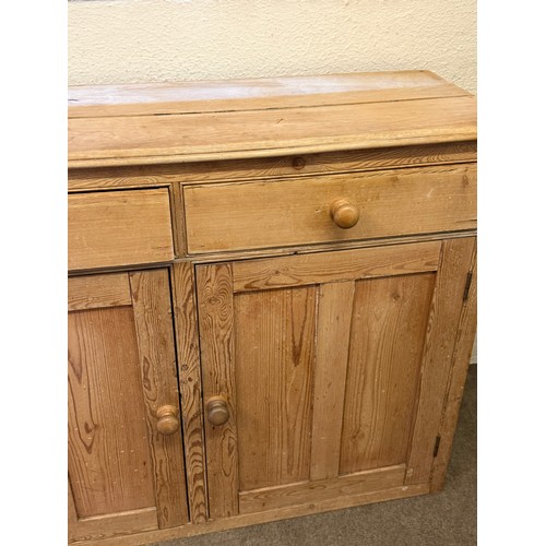 10 - Vintage Pine Cupboard With Two Drawers. 128 x 44 x 95 cms