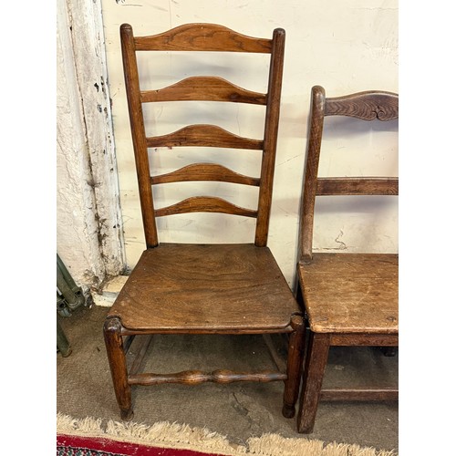 23 - Two Antique Chairs To Include A Antique Ladderback Low Chai. (2)
