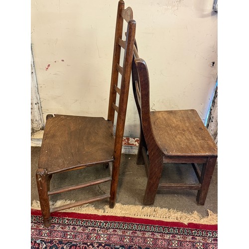 23 - Two Antique Chairs To Include A Antique Ladderback Low Chai. (2)