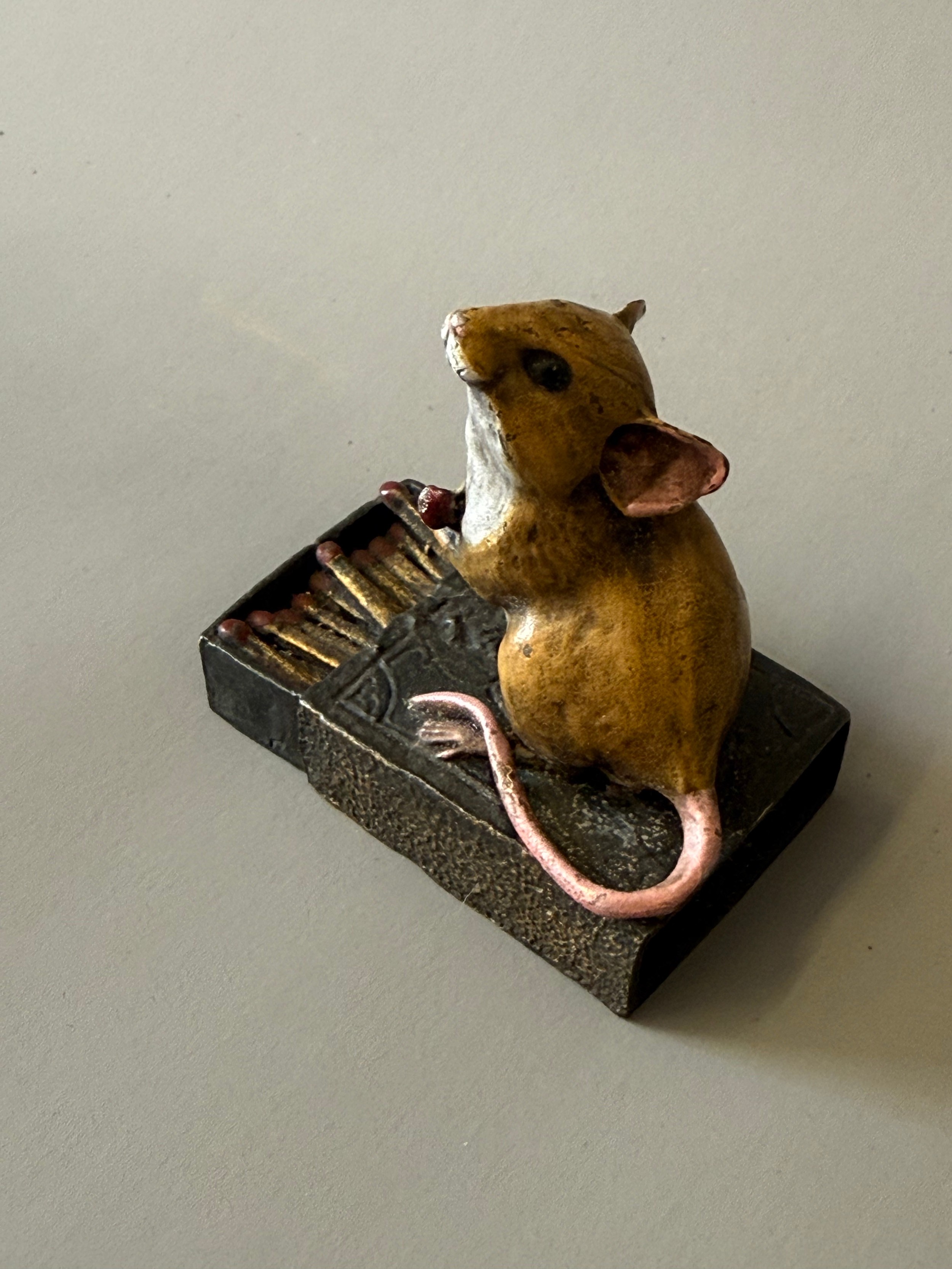Bergman Style Novelty Cold Painted Bronze Figure Of A Mouse On Top Of A ...