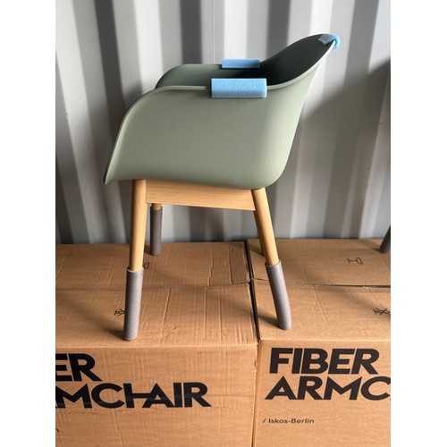 44 - Single Muuto Designer  Fibre Armchairs In Dusty Green And Oak