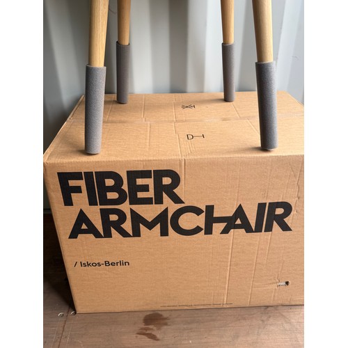 44 - Single Muuto Designer  Fibre Armchairs In Dusty Green And Oak