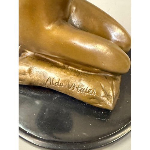 92 - Art Deco Style Bronze Nude Woman On A Cushion, Signature To Cushion. 29 cms High