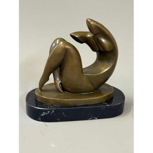 94 - Abstract Bronze Figure Signed Darvish Of A Lady. 21 cms