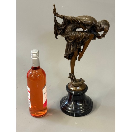 95 - Art Deco Style Bronze Figure Of A Dancer Signed Chiparus To Base. 45 cms High