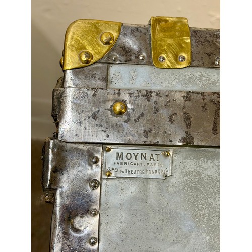 97 - Beautiful Moynat French Explorer Trunk With Zinc Panelling Wooden Slats And Brass Hardware.Two Moyna... 
