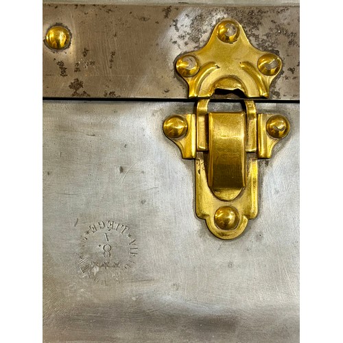 97 - Beautiful Moynat French Explorer Trunk With Zinc Panelling Wooden Slats And Brass Hardware.Two Moyna... 