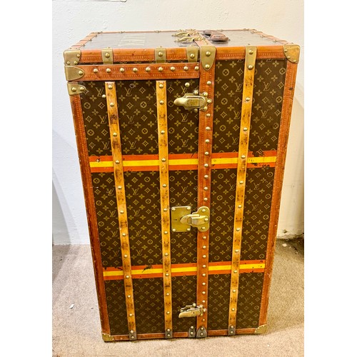 98 - A Antique Louis Vuitton Malle Armoire wardrobe and chest of drawers - trunk c.1900 - 1910. The trunk... 