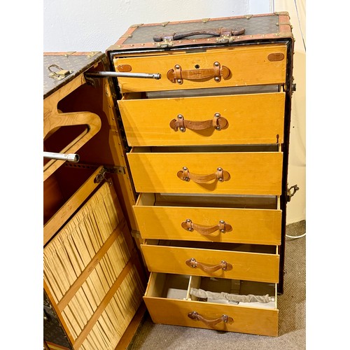 98 - A Antique Louis Vuitton Malle Armoire wardrobe and chest of drawers - trunk c.1900 - 1910. The trunk... 