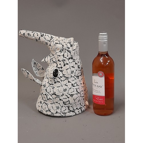 46 - Decorative Lace covered Rhino Head for wall  mounting, 30cm long x 2