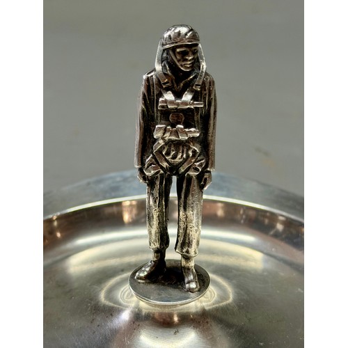 115 - Military Interest. A Superb Hallmarked Silver Paratrooper Figure With Dedication To The Rim To Capta... 