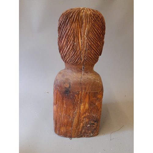 55 - Carved Wood Bust of a Man, 53cm high