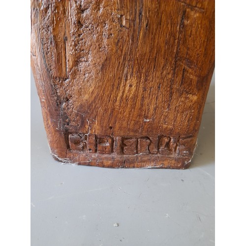 55 - Carved Wood Bust of a Man, 53cm high