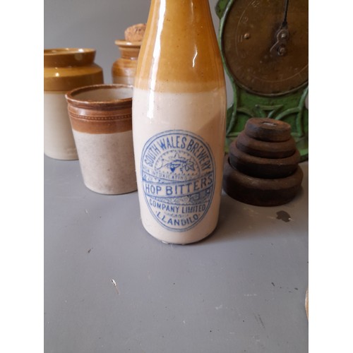 57 - Quantity of Salt Glaze Stoneware and a Set of Salter Family Scales