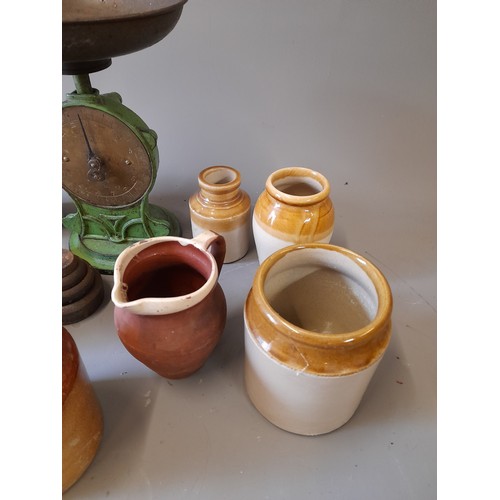 57 - Quantity of Salt Glaze Stoneware and a Set of Salter Family Scales