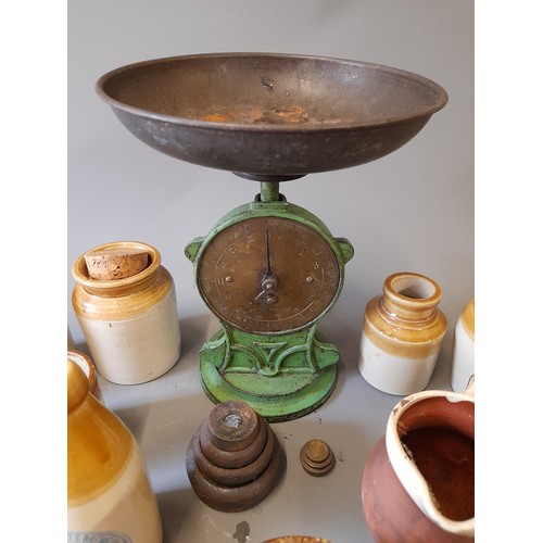 57 - Quantity of Salt Glaze Stoneware and a Set of Salter Family Scales