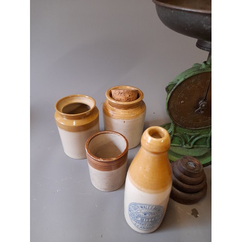 57 - Quantity of Salt Glaze Stoneware and a Set of Salter Family Scales