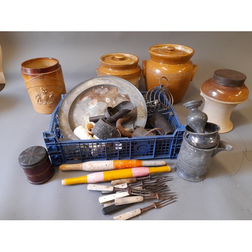 60 - Quantity of Collectables to include Salt Glaze Stoneware and Pewter items etc