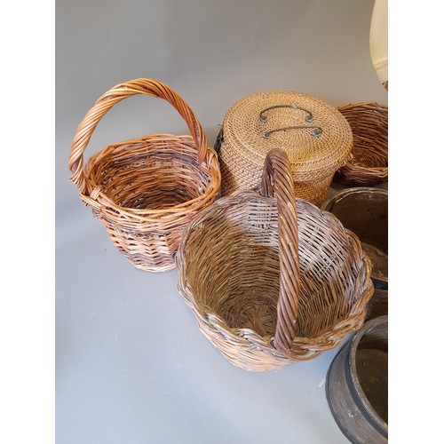 61 - Quantity of Wicker baskets and 3 wooden Containers
