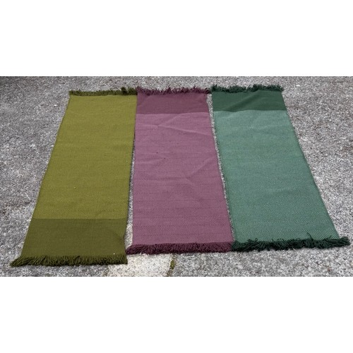 58A - Three New Herringbone Style Wool Ground Runners. Longest 194 cms (3)