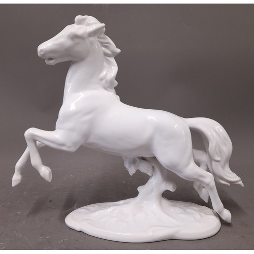 315 - Austrian Keramos White Porcelain Prancing Horse,