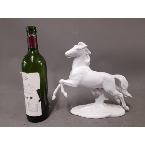 315 - Austrian Keramos White Porcelain Prancing Horse,