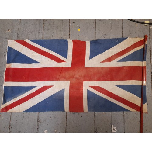 369 - Vintage Cloth Union Jack Flag on Stick 85cm x 44cm