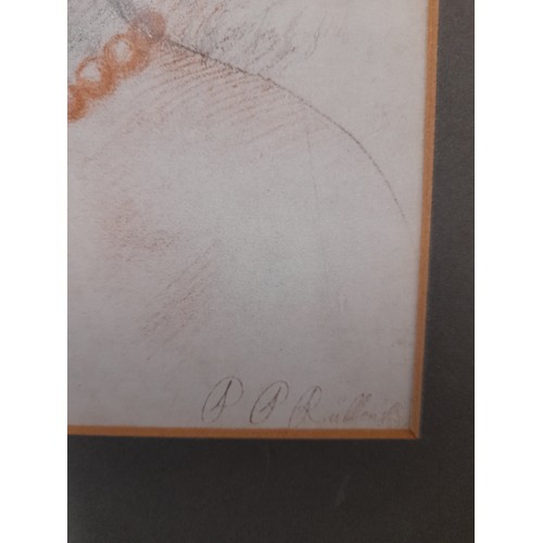 304 - Un framed Mounted Pencil and crayon portrait of a Child, 37cm x 31cm overall size