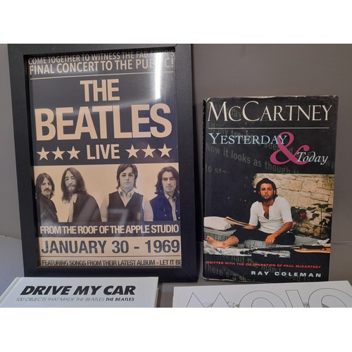 309 - 5 x Paul Macartney interest to include Books, Magazine and Framed Poster