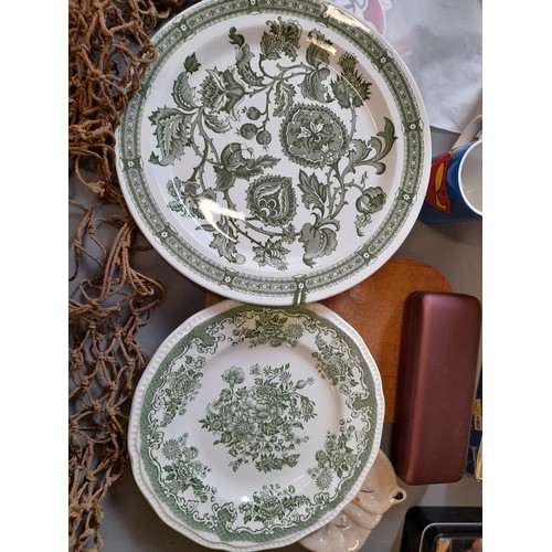 319 - Mixed Lot to include metal Money Box in form of a Safe, Superman Mug, Vintage Plates, Sunglasses, ch... 