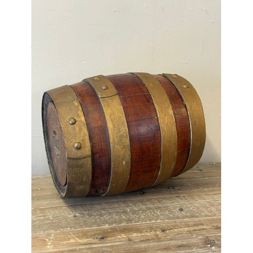 12 - Antique Coopered With Heavy Metal Banding  Barrel. 42 x 34 cms