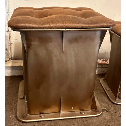 45 - Two Metal And Leather Style Industrial Style  Seats.  (2)