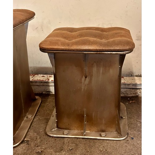 45 - Two Metal And Leather Style Industrial Style  Seats.  (2)