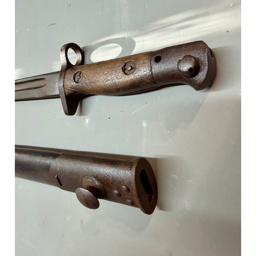 WWI British Pattern 1907 Sword Bayonet, To Include Leather Scabbard.