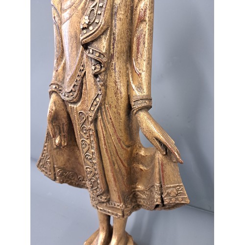 Oriental Resin Statue of a Standing Buddha finished in Gold Leaf, 60cm high