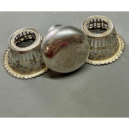 Three Silver Hallmarked Items To Include A Silver Stick Top, And Two ...