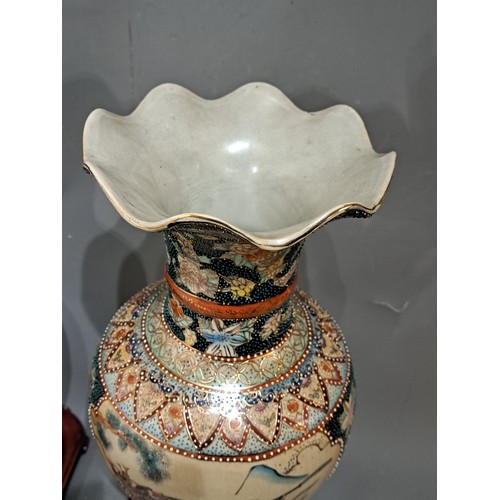 Matching Pair of Chinese made Japanese Satsuma Style Vases on Wooden ...