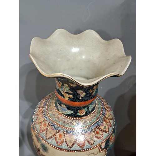 Matching Pair of Chinese made Japanese Satsuma Style Vases on Wooden ...