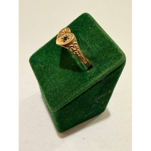 9Ct Gold Hallmarked Heart Shaped Gem Set Ring. Uk Size O, 1Grams.