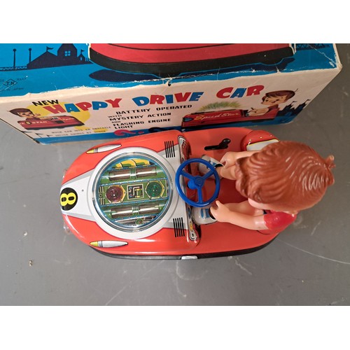 Japanese Tin Plate Battery operated Bumper Car, 20cm long