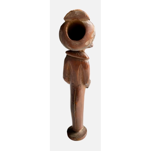 66 - Novelty Carved Wood Pipe Figure Size 17.4cm x 5.7cm x 3.3cm