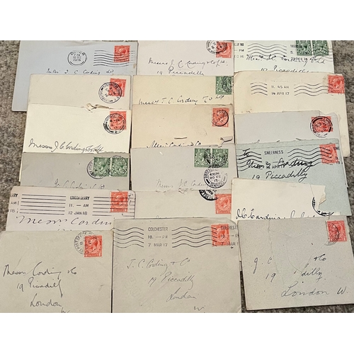 74 - Approx.60 mostly Regimental Envelopes to  Cording Outfitters Piccadilly WWI