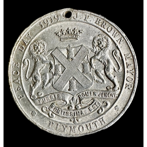 104 - Plymouth Great War Peace Day Medallion 1919 Size 3.2cm