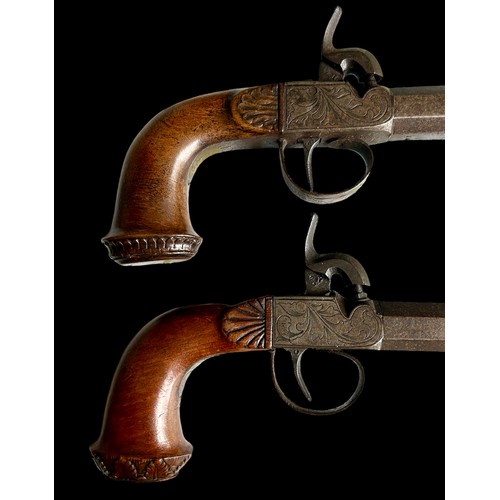 228 - A Pair Of Percussion Pistols With Walnut Stocks Chased Decoration To Steel
Size 21.3cm x 6.7cm