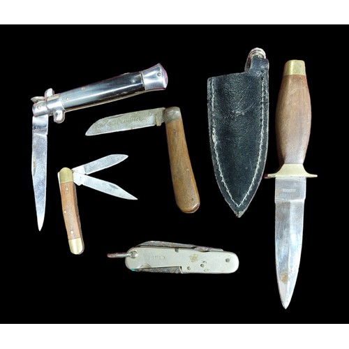 249 - Collection of 5 Knives Including Real Lambfoot Penknife, Lock Knife, Pen Knife With Brass & Wood Bod... 