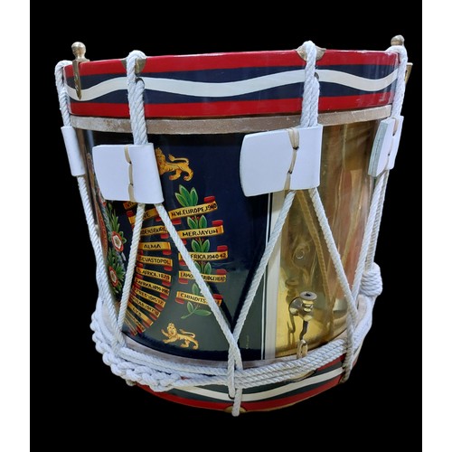 265 - Kings own Royal Regiment (Lancaster) Drum - Hand painted and Signed 'K.Nicholls'