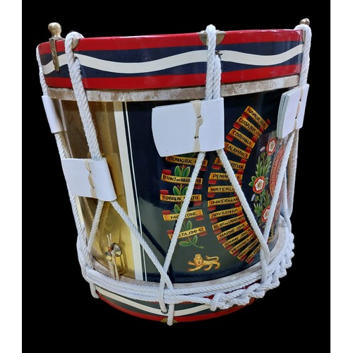 265 - Kings own Royal Regiment (Lancaster) Drum - Hand painted and Signed 'K.Nicholls'